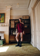 3/4 SLEEVE BOAT NECK OVERSIZE DRESS